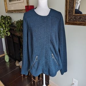 Torrid Size 3 Women's 3X Blue Textured Jacket Long Sleeve Asymmetric Zipper